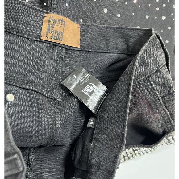 Birth of Royal Child Crystal-embellished Washed-Denim Shorts in Black - Picture 5 of 5